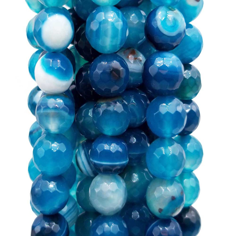 Agata striata tonda sfaccettata azzurra 10 mm pacco da 10 pezzi (agtst10m) - Bijouxfaidate.it