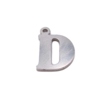Charms lettera D in acciaio 10.5 mm pacco 1 pz Charms lettera D in acciaio 10.5 mm pacco 1 pz