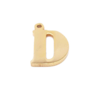 Charms lettera D in acciaio placcata oro 10.5 mm pacco 1 pz Charms lettera D in acciaio placcata oro 10.5 mm pacco 1 pz