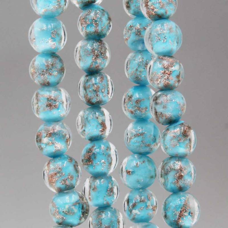 Perline di murano tonde celesti 10 mm filo 40 cm - mura-006 - Bijouxfaidate.it Perline di murano tonde celesti 10 mm filo 40 cm (mura-006) - Bijouxfaidate.it